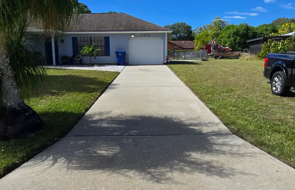 Pressure washing in Suncoast Estates neighborhood, Fort Myers FL
